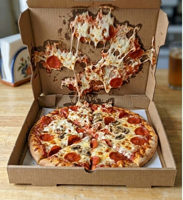 Pizza ruined without a pizza saver - cheese stuck to the box lid